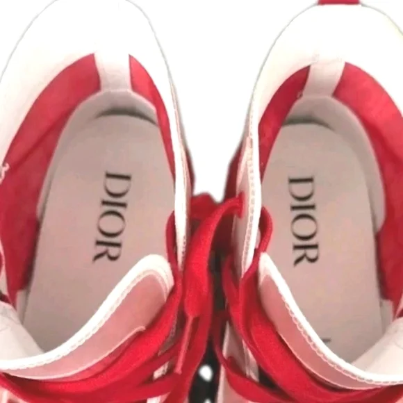 Dior Technical Canvas Oblique B23 Red High Top Sneakers EU 46 US Men's Size 12 - Picture 8 of 10